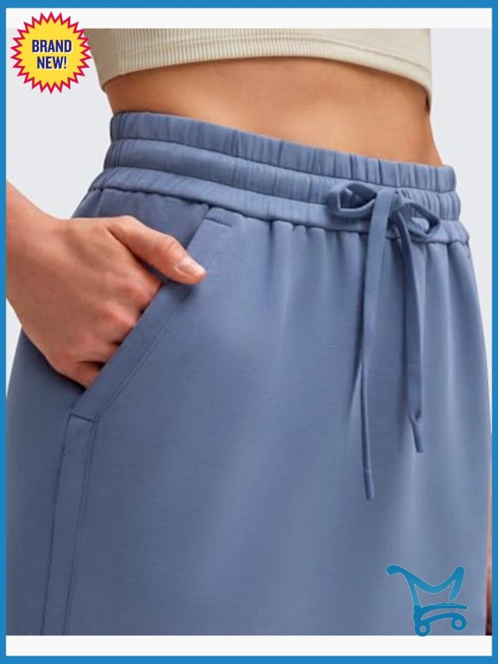 Modal Maxi Skirt with Pockets - High Rise Drawstring Lounge - Picture 5 of 6